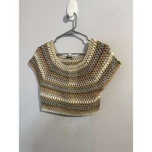 Apricot NWT Crochet Neutral Color Crop Sweater Top Size M